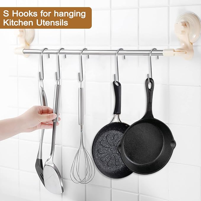 30 Pack Heavy Duty S Hooks Pan Pot Holder Rack Hooks Hanging Hangers S Shaped - Image 4
