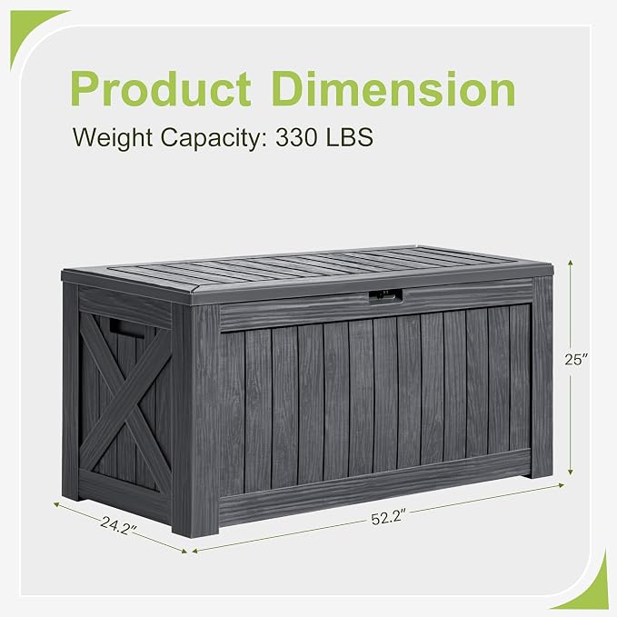 Greesum 120 Gallon Deck Box, Resin Outdoor Storage Container - Image 6