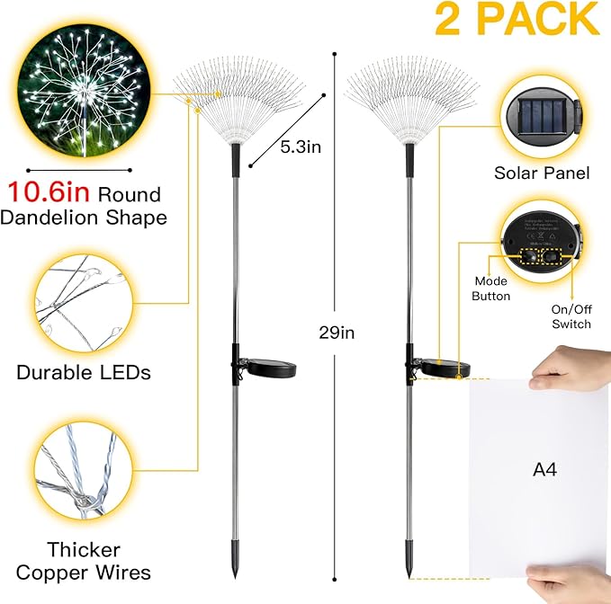 suddus Solar Garden Lights Outdoor Waterproof Decorative, Solar Fairy Lights - Image 7