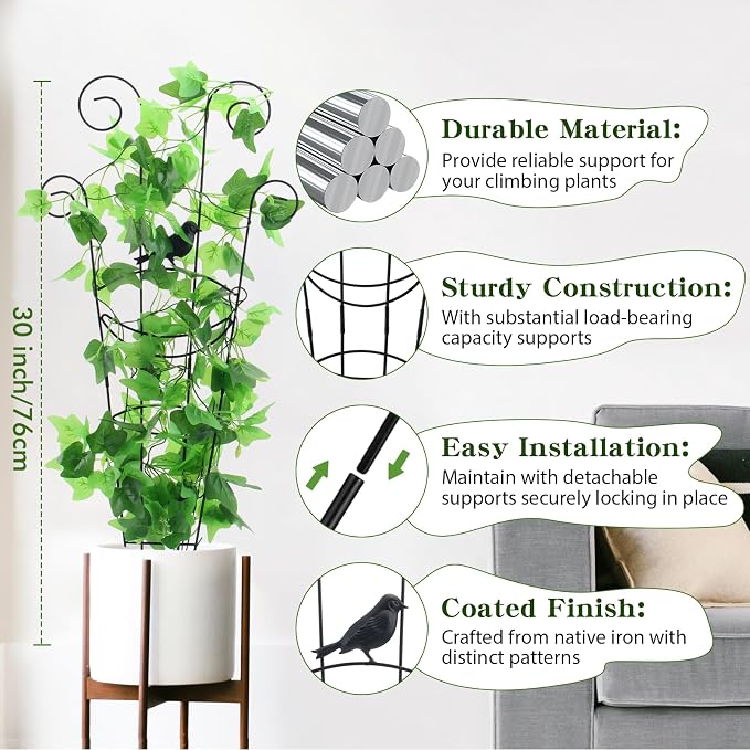 ZOUTOG Trellis for Climbing Plants Indoor 4 Pack 30 Inch, Rustproof Metal - Image 3