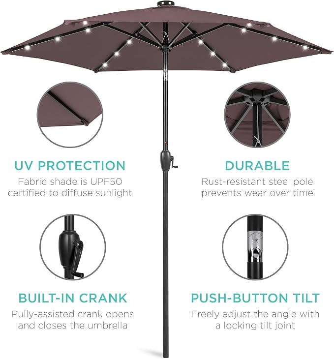 Best Choice Products 7.5ft Outdoor Solar Market Table Patio Umbrella - Image 5