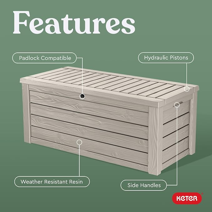 Keter Westwood 150 Gallon Resin Large Outdoor Storage Box - Image 4
