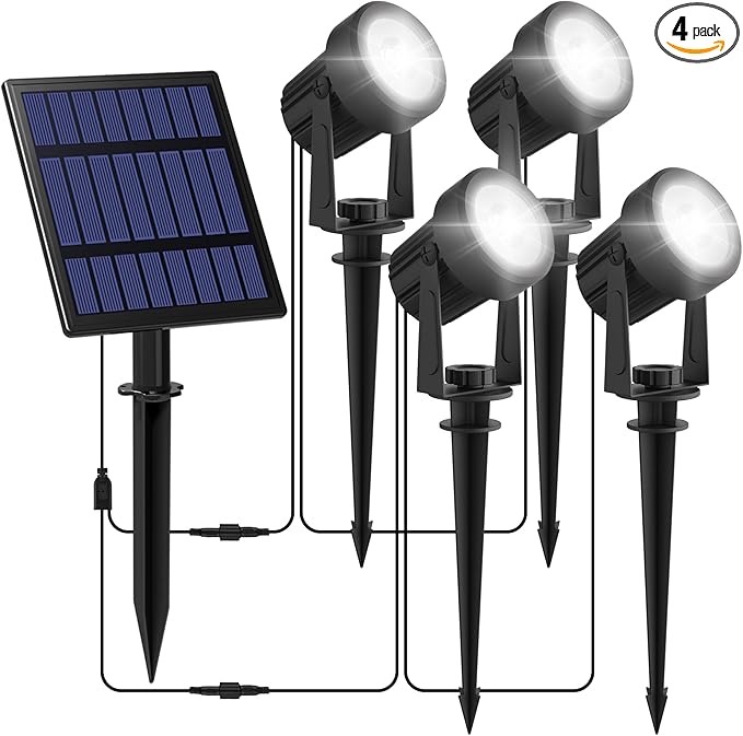 Solar Spot Lights Outdoor, 4-in-1 Solar Landscape Spotlight Waterproof 9.8ft by CREPOW