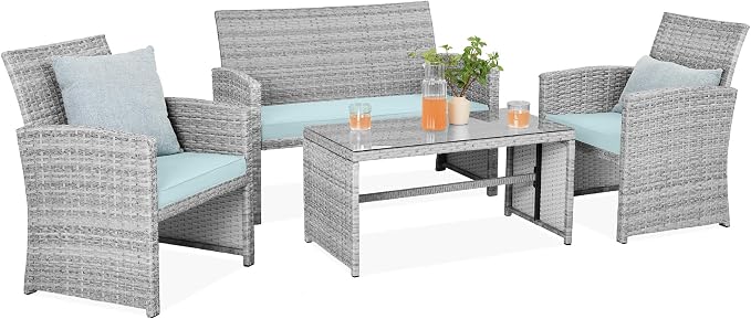 Best Choice Products 4-Piece Outdoor Wicker Patio Conversation Furniture Set by BestChoiceProducts