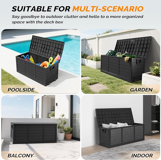VINGLI 75 Gallon Collapsible Outdoor Storage Box, Simple-to-assemble Plastic - Image 7
