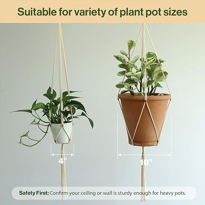Macrame Plant Hanger Polyester Rope 42 Inch Outdoor Indoor Adjustable Hanging - Image 8