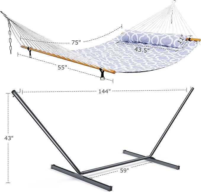Double Hammock with Stand for Outdoor, Heavy Duty Portable Hammock with - Image 6