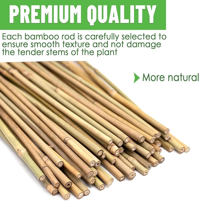 35Pcs Plant Stakes, Premium Natural Bamboo Garden Stakes, Bamboo Sticks Support - Image 2