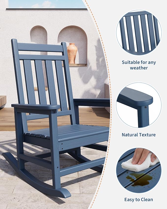 GarveeLife Poly Lumber Rocking Chair Outdoor - Image 4