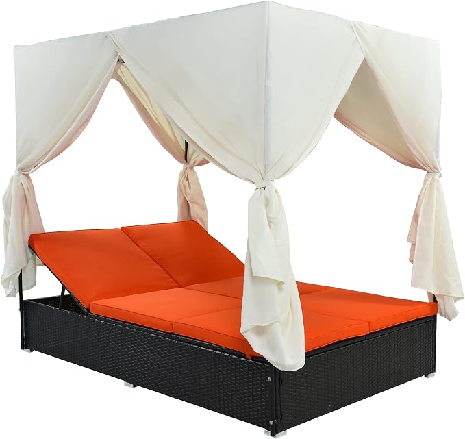 Wicker Metal Outdoor Bed Lounger - Image 4