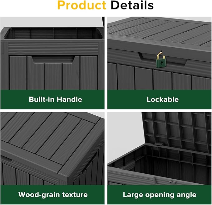 TARKARI 45 Gallon Lockable Resin Deck Box, Waterproof & UV-Resistant Outdoor - Image 5