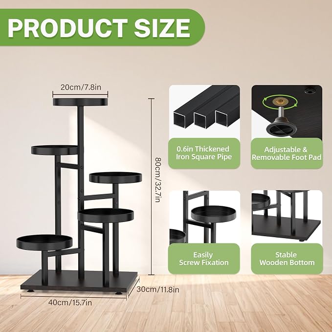 iDavosic.ly 5 Tier Plant Stand Indoor, Tiered Corner Metal Wood Multiple Flower - Image 3