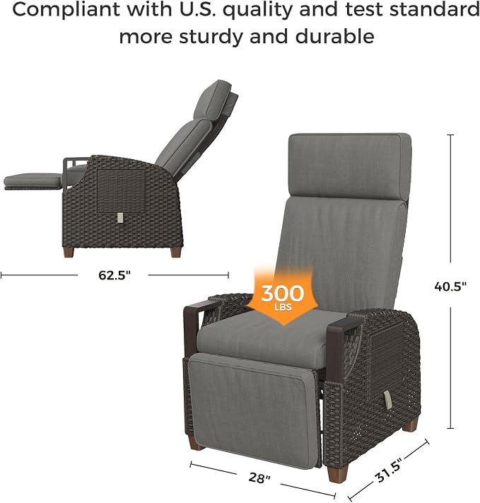 Grand patio Outdoor Recliner Air Pump 150° Lay Flat Reclining Chair - Image 2