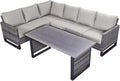Belord Outdoor Sectional Sofa 6 Seater L Shaped Couch Wicker Patio Conversation by Belord