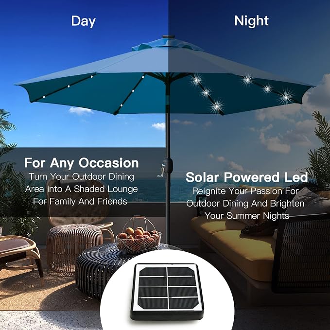 Sunnyglade 9' Solar LED Lighted Umbrella - Image 5