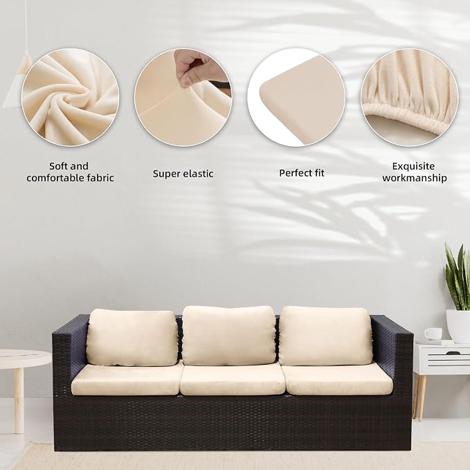 8Pcs Stretch Velvet Patio Cushion Cover, - Image 3