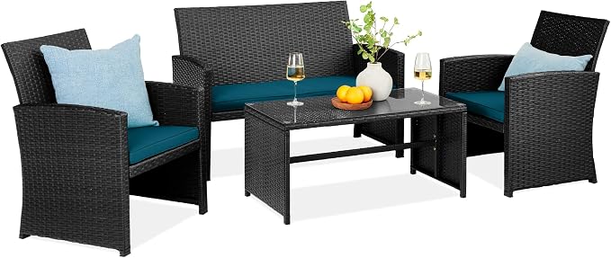 Best Choice Products 4-Piece Outdoor Wicker Patio Conversation Furniture Set by BestChoiceProducts