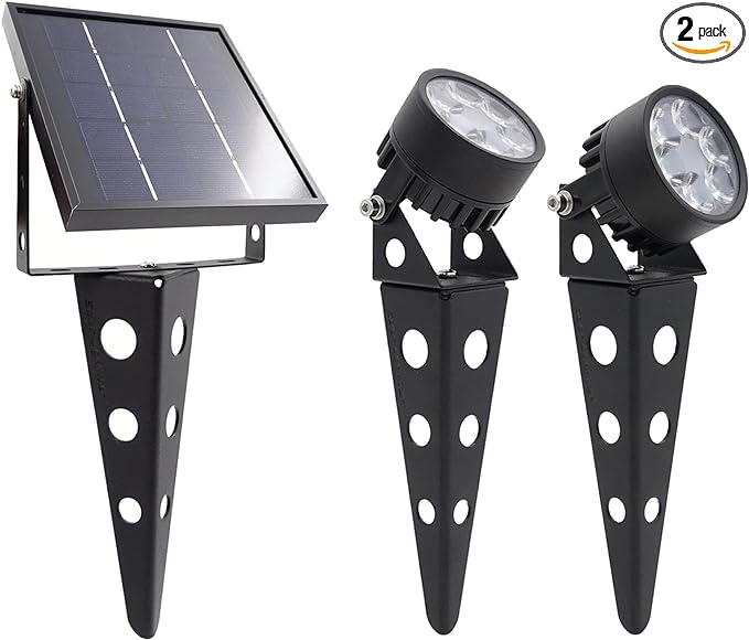 Legacy Mini 50X Twin Solar-Powered Spot Lights LED Spotlight Flag Pole Light by SolarLightMart