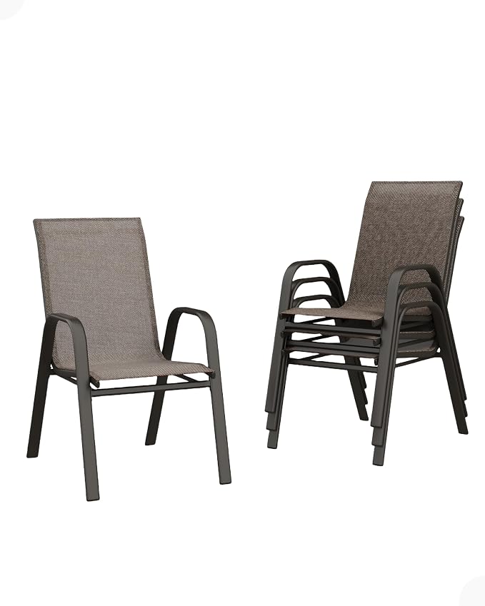 Outdoor Stackable Dining Chairs Set of 4, High-Back Patio Stacking Chairs - Image 8