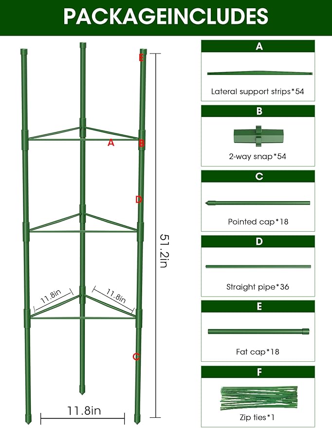 Tomato Cage for Garden, 6 Pack Tomato Trellis for Raised Garden Bed Height - Image 8