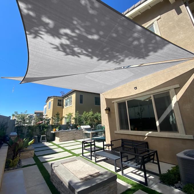 SUNLAX Sun Shade Sail 20' x 20' x 28.3' Silver Rectangle Canopy Sail Shade by SUNLAX