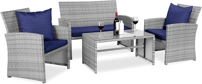 Best Choice Products 4-Piece Outdoor Wicker Patio Conversation Furniture Set by BestChoiceProducts