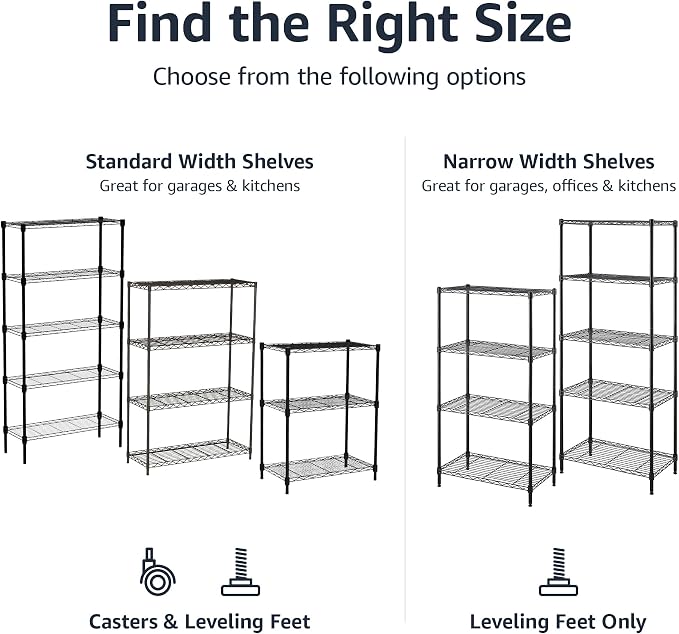 Amazon Basics 4-Shelf Adjustable Heavy Duty Steel Wire Rack Storage Shelving - Image 6