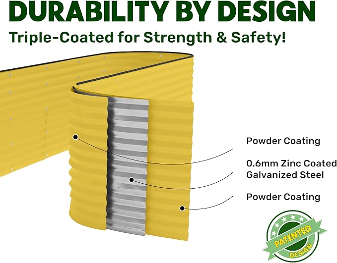 9-in-1 Galvanized Raised Garden Beds Outdoor // 8×2×2.5 ft Modular Planter - Image 4