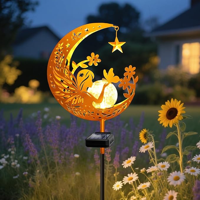 YJFWAL Garden Solar Fairy Lights Pathway Stake Lights Glass Globe by YJFWAL