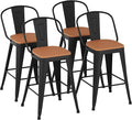 Outdoor Metal Bar Stools Set of 4, 26 inch Barstools Counter Height Bar Stool by POINTANT