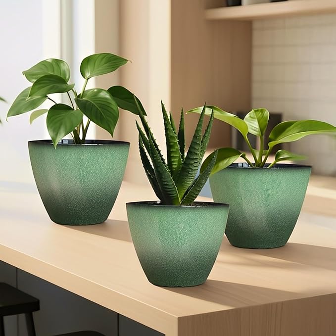 4 Pack 8 inch Plant Pots, Plastic Planter - Image 7