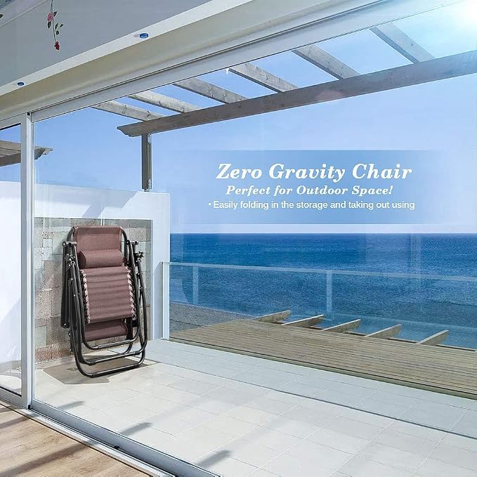 Homall Zero Gravity Patio Folding Lawn Chairs Outdoor Gravity Camp Reclining - Image 9