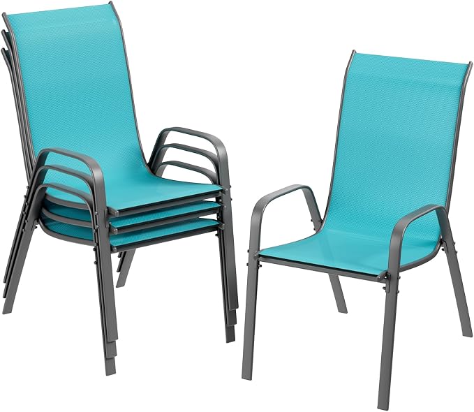 TLSUNNY Patio Chairs, Stackable Textilene Outdoor Dining Furniture by TLSUNNY