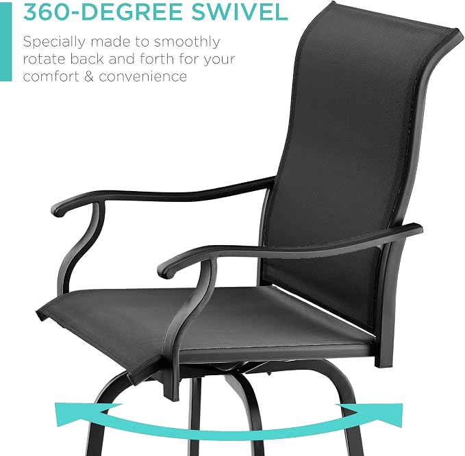 Best Choice Products Set of 2 Swivel Barstools, Bar Height Outdoor Chairs - Image 4
