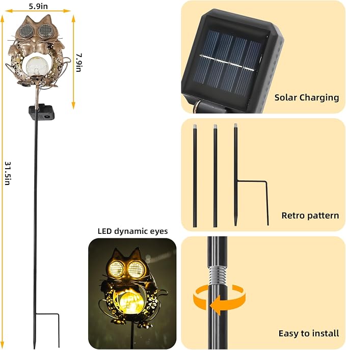 Solar Lights Outdoor Decor, Solar Cat Yard Decorations Outdoor, Garden - Image 2