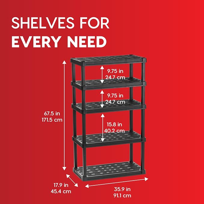 IRIS USA 5-Shelf Heavy Duty Plastic Storage Shelves, 750lb Capacity, Large - Image 5