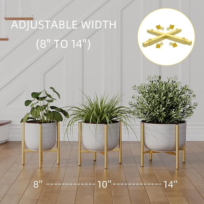 Plant Stand Indoor for 2 Height Options, Mid Century Modern Outdoor Planter - Image 4