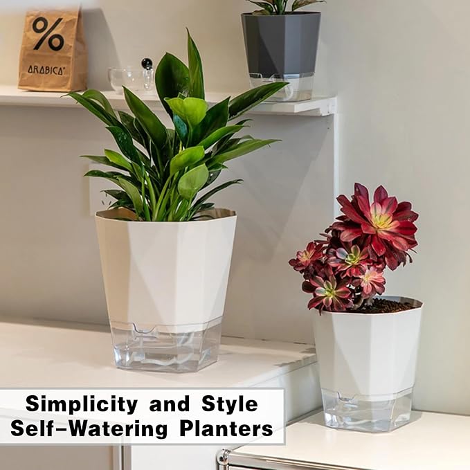 3 Packs Self Watering Plant Pots, Plastic Flower Pots - Image 7