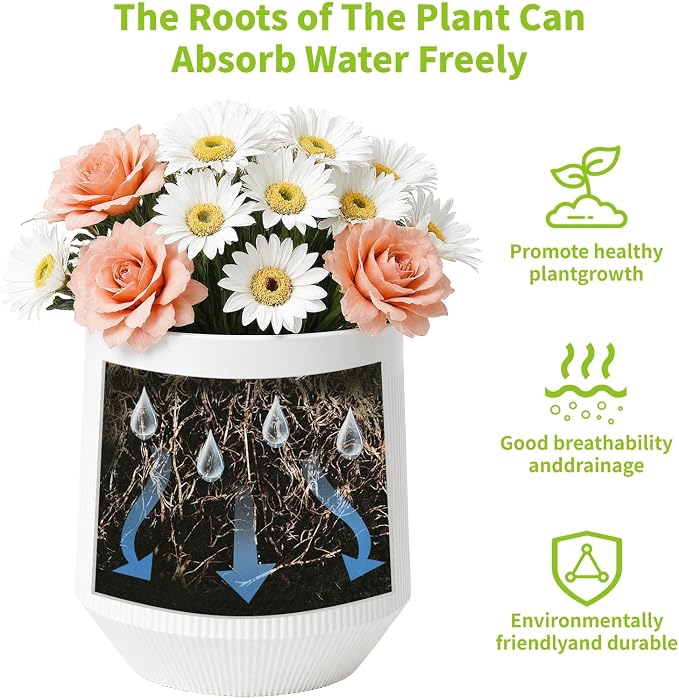 Plant Pots，Set of 3 Plastic Pots - Image 5