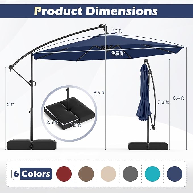 Tangkula 10ft Solar LED Patio Umbrella - Image 6