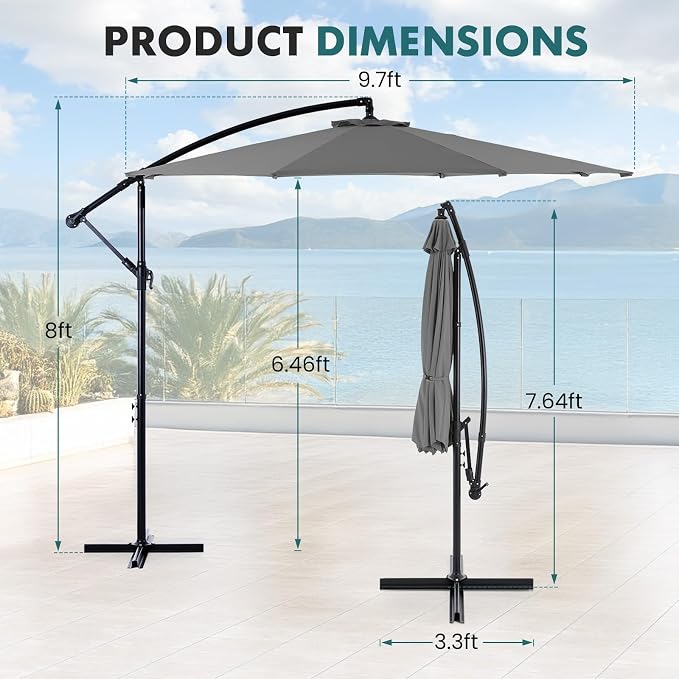 OLIXIS Offset Patio Umbrella, 9.7FT Cantilever Table Umbrellas - Image 5