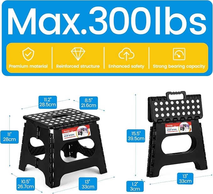 ACSTEP Folding Step Stool 11 Inch, Sturdy Plastic Foldable Step Stool - Image 4