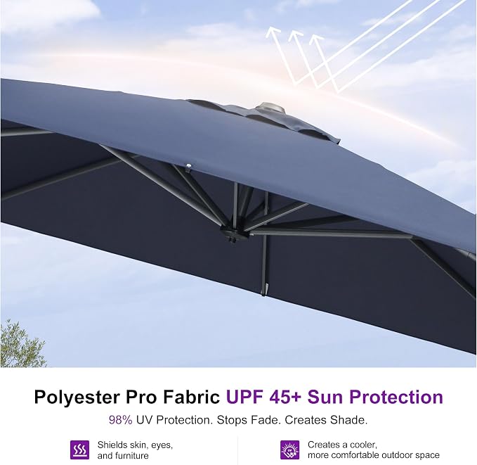 PURPLE LEAF Patio 9 Feet Cantilever Offset Umbrella - Image 6