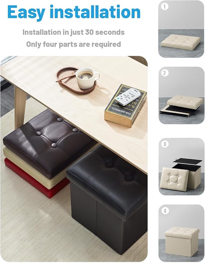 AmasSmile Storage Ottoman Folding Foot Rest Stool - Image 7