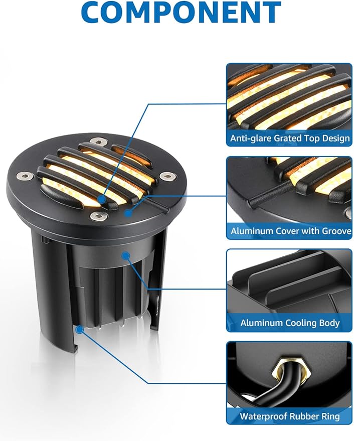 SUNVIE 12W Low Voltage Landscape Lighting Anti-Glare LED Well Lights 12V-24V - Image 4