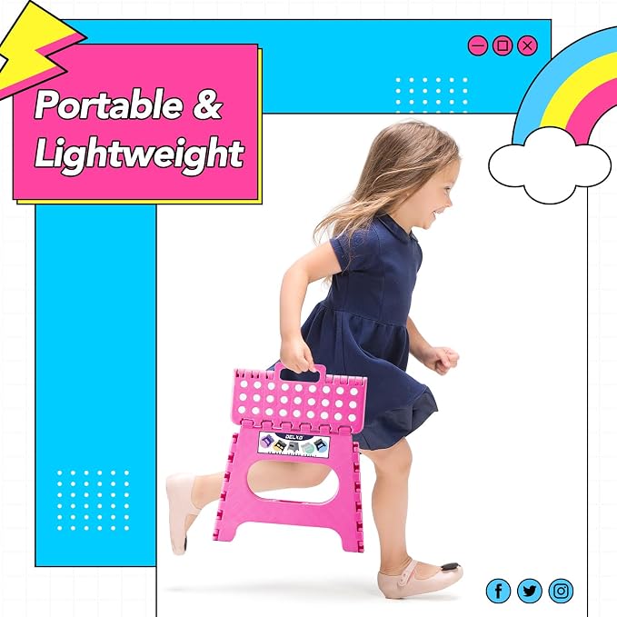 Delxo Folding Step Stool, 11 Inch Non-Slip Foldable Step Stools - Image 2