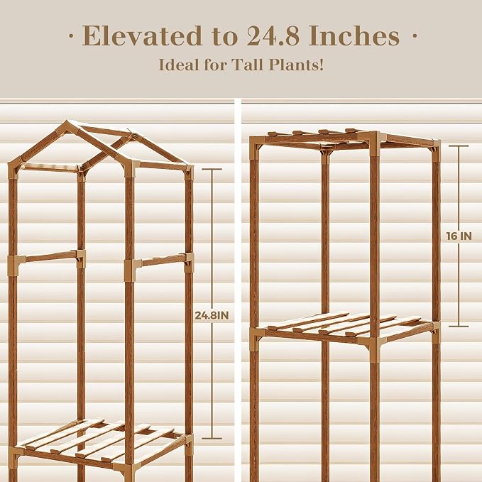 Bamworld Tall Plant Stand Indoor Outdoor Corner Plant Shelf Hanging Plant - Image 5