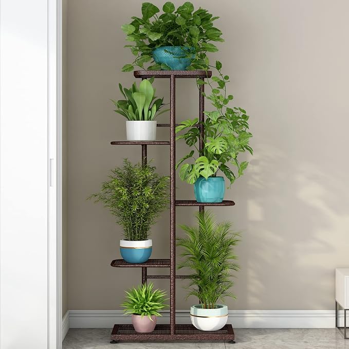 LINZINAR Plant Stand Metal 5 Tier 6 Potted Multiple Flower Pot Holder Shelf - Image 2