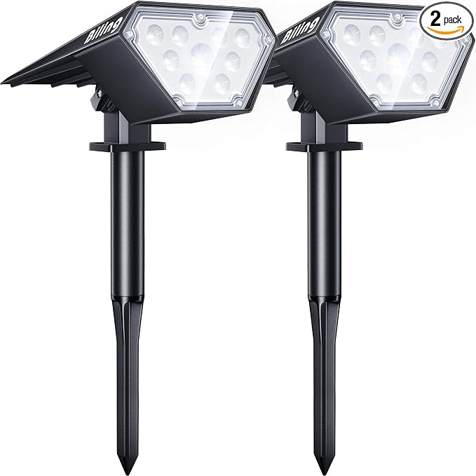 Biling Solar Spot Lights Outdoor, 2-in-1 Solar Landscape Lights 12 LED Bulbs by biling