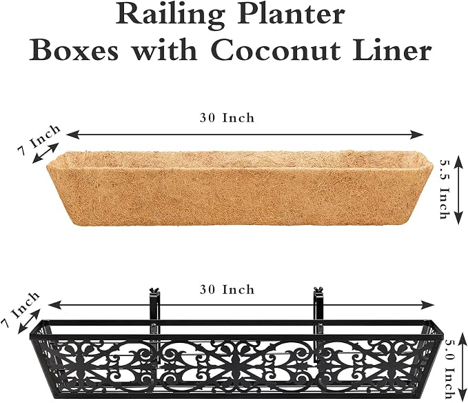 2 Pack 30 Inch Window Boxes Planters Railing Planter Box - Image 5